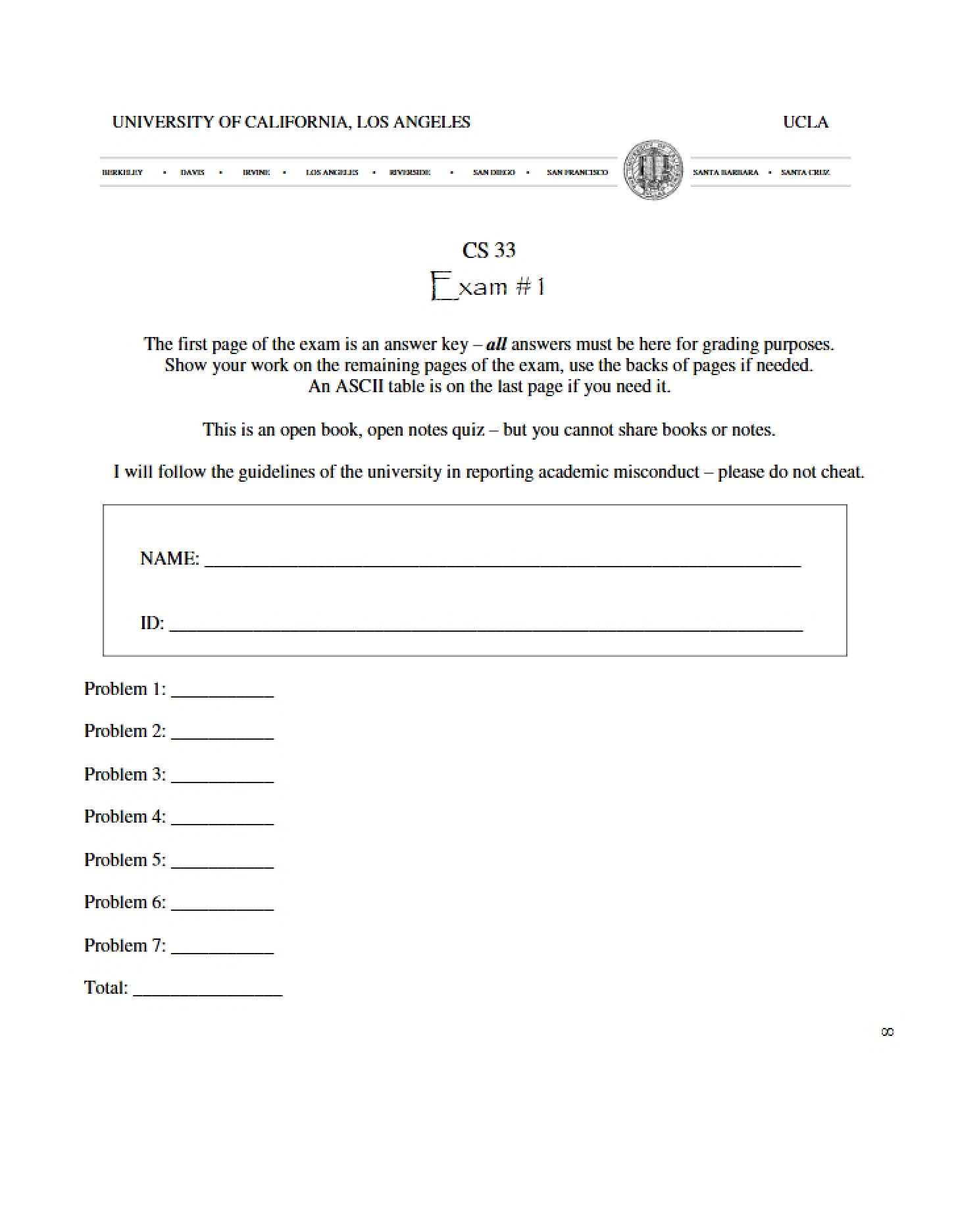 Midterm 2011 v1 (CS33)
