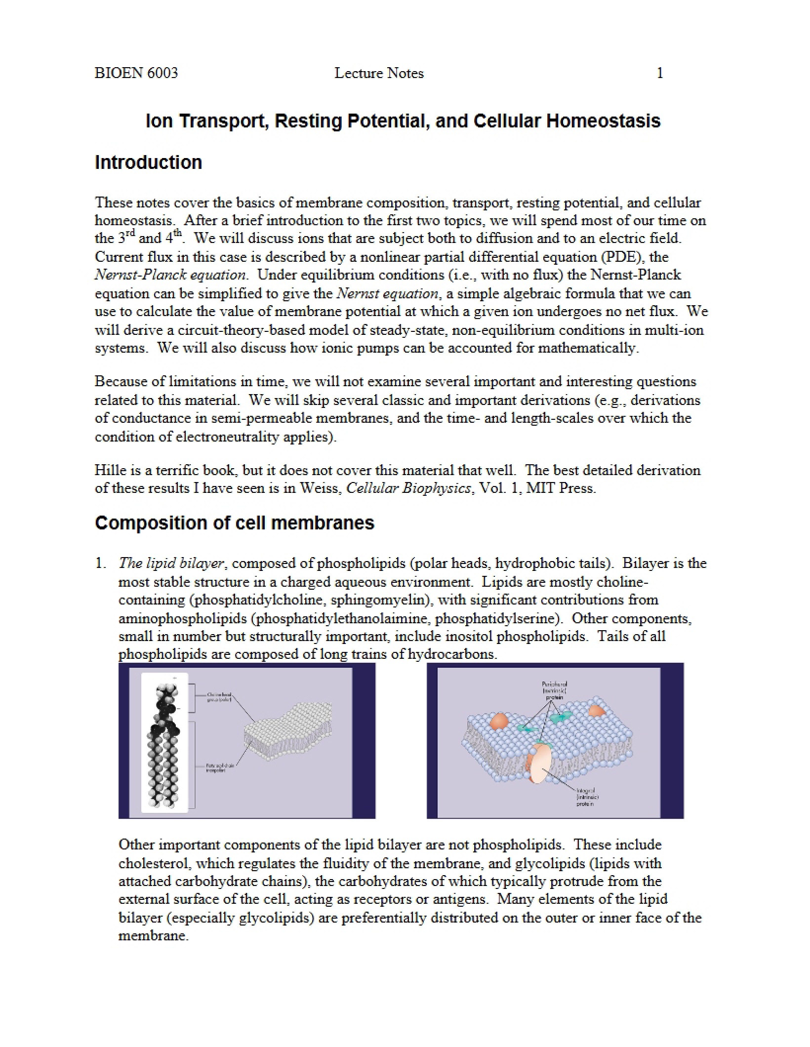 Electrophysiology Lecture Notes