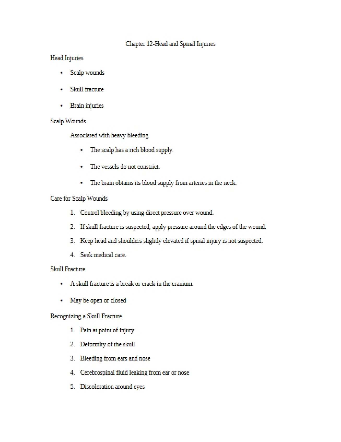 Chapter Twelve Injuries to the Head and Spine