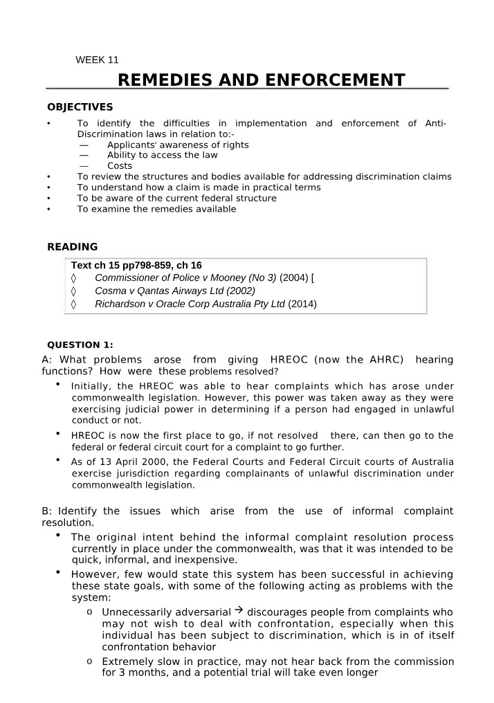 Week 11 Anti-Discrimination Notes