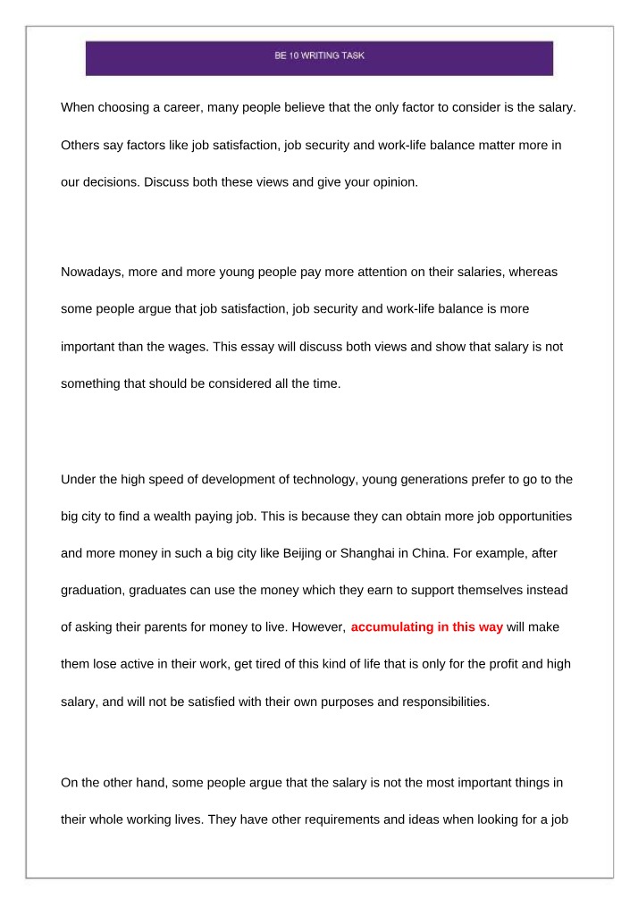 Writing Task - BE10