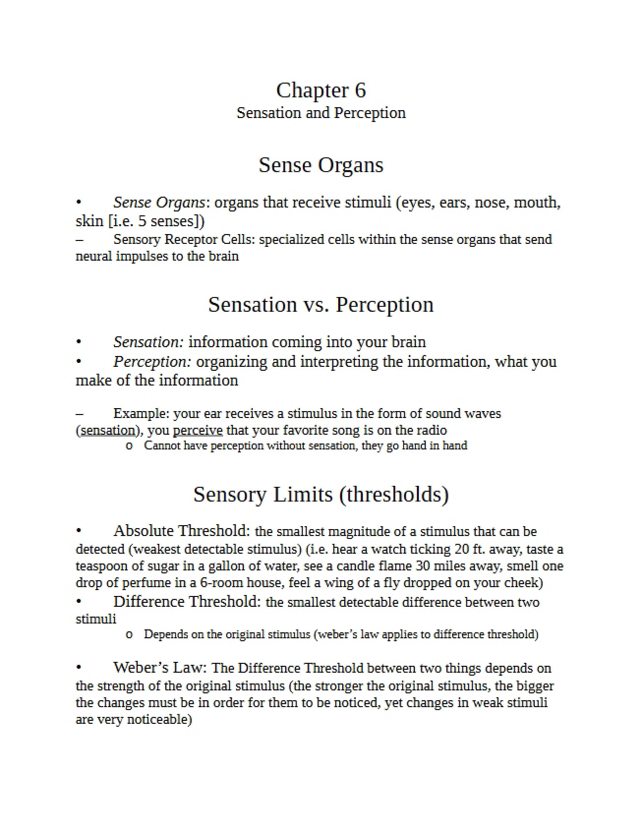 Perception and Sensation