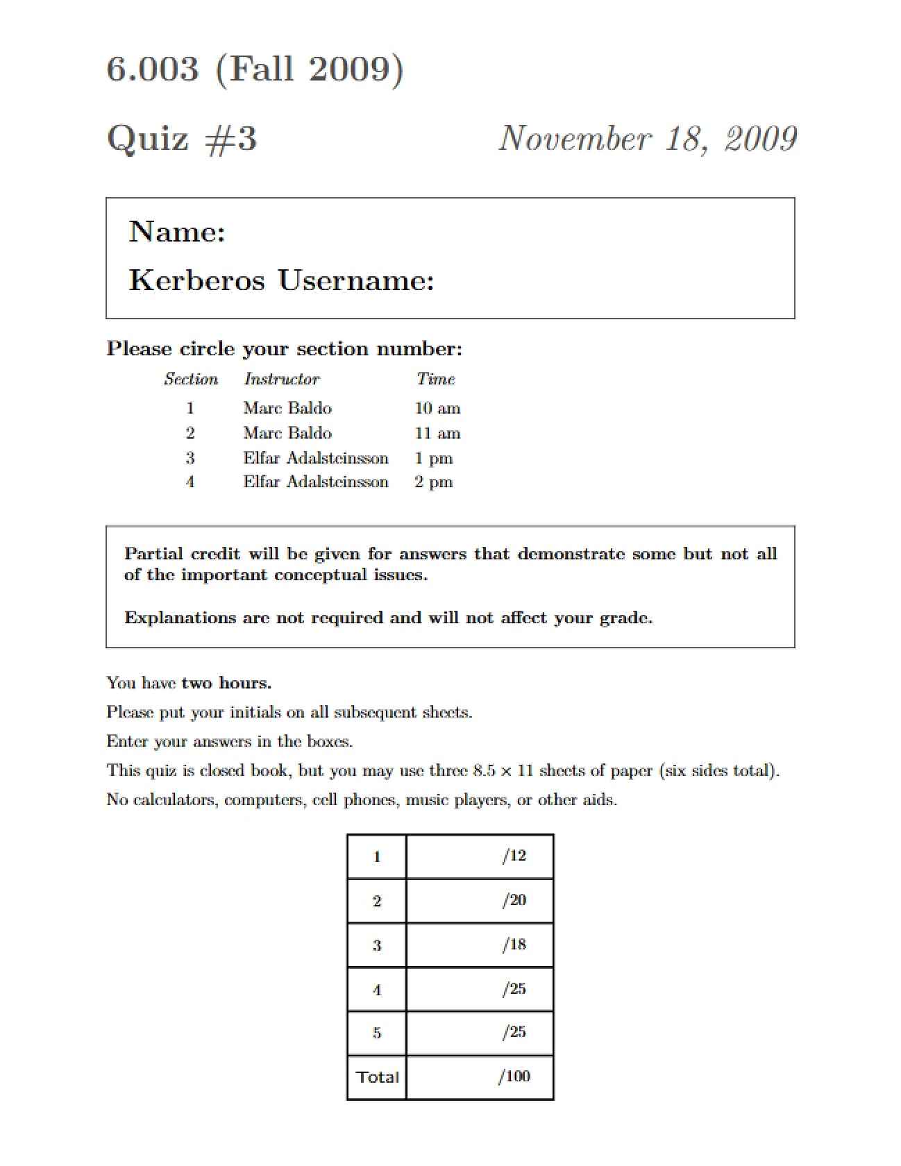 Signals Test Guide