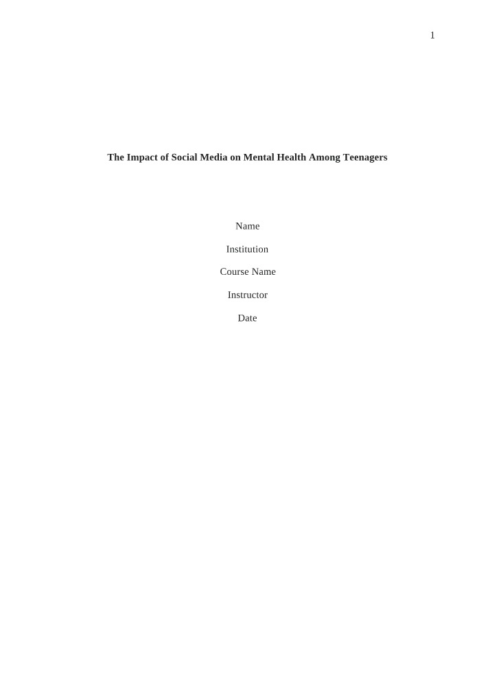 Social Media's Impact on Mental Health Among Teenagers