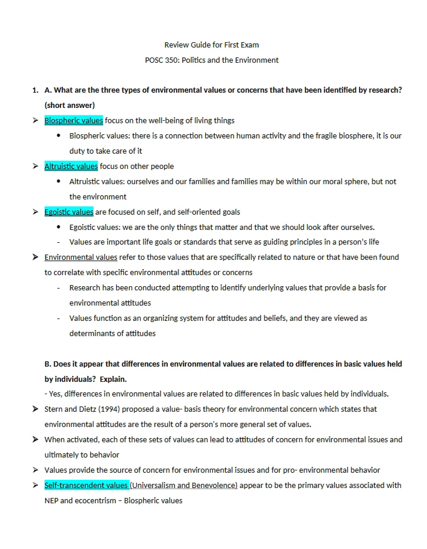First Exam Review Guide