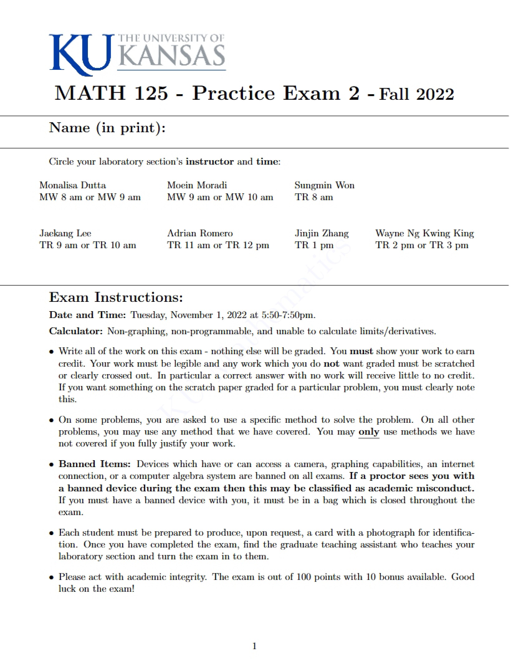 Second Practice Test