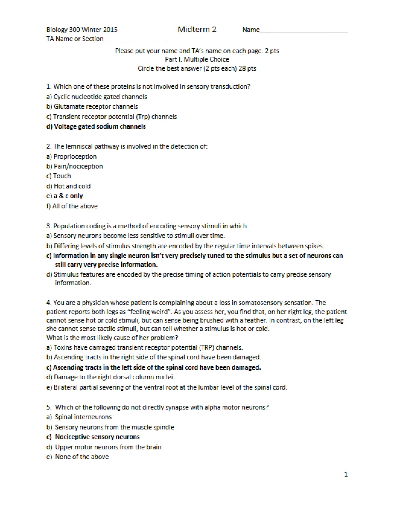 Final Key Midterm 2 (2015)