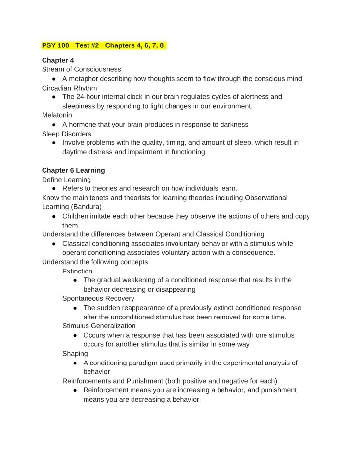 Test 2 - Chapters 4, 6, 7, 8