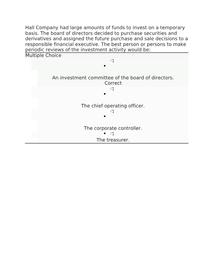 Review of Hall Company Investment Activity