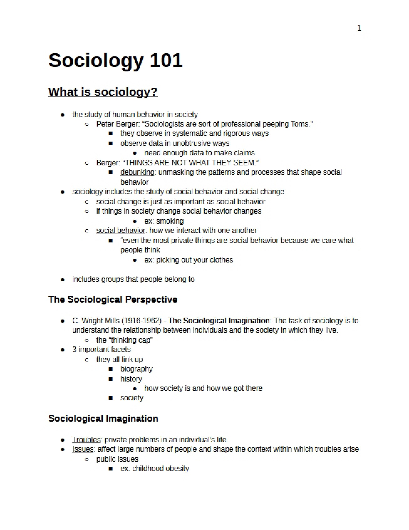 Sociology Lecture Notes