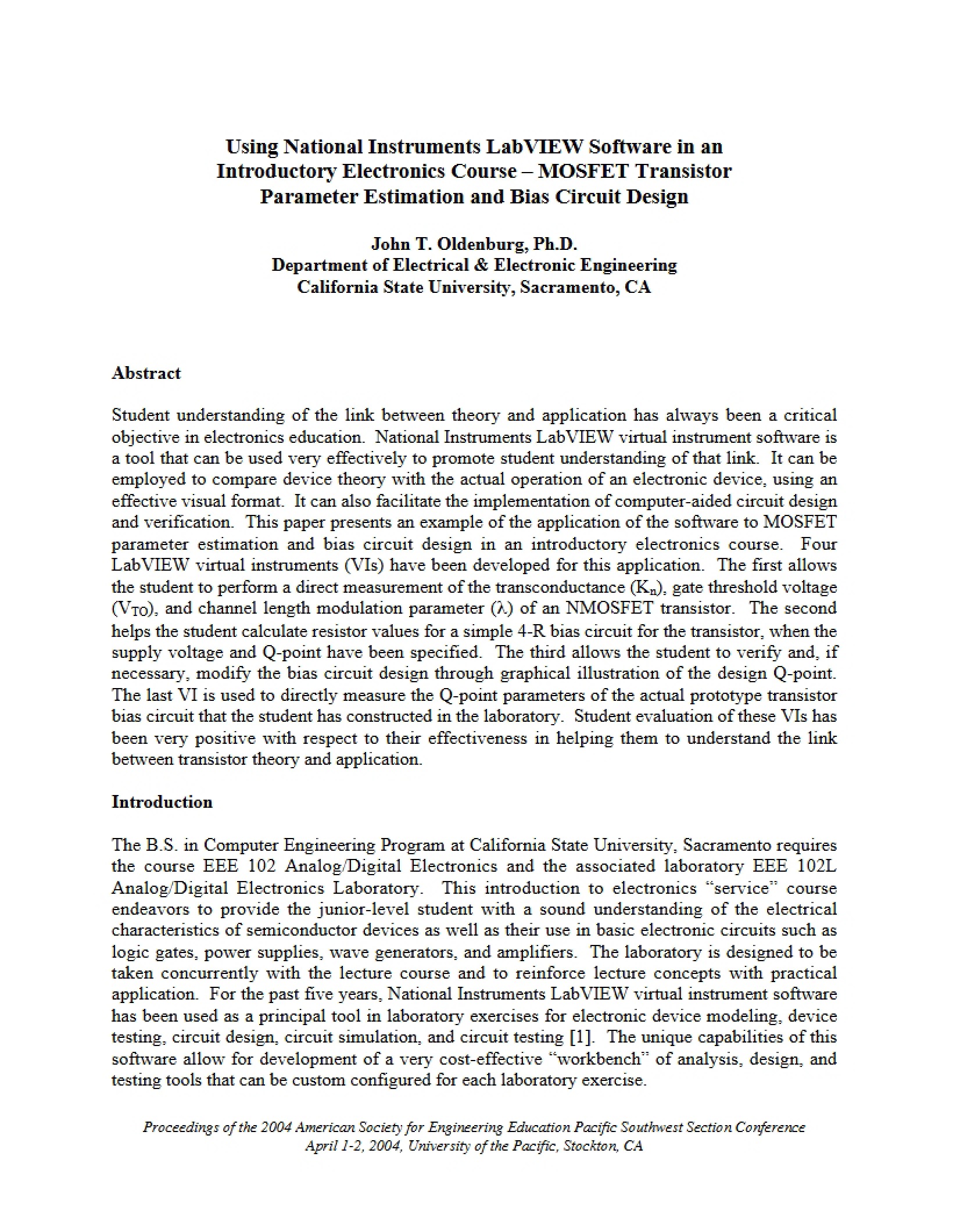 MOSFET Estimation and Bias Design
