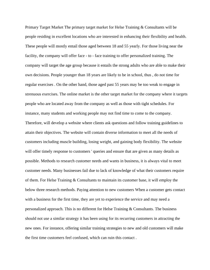 Creating a Marketing Plan - Week 8 Assignment