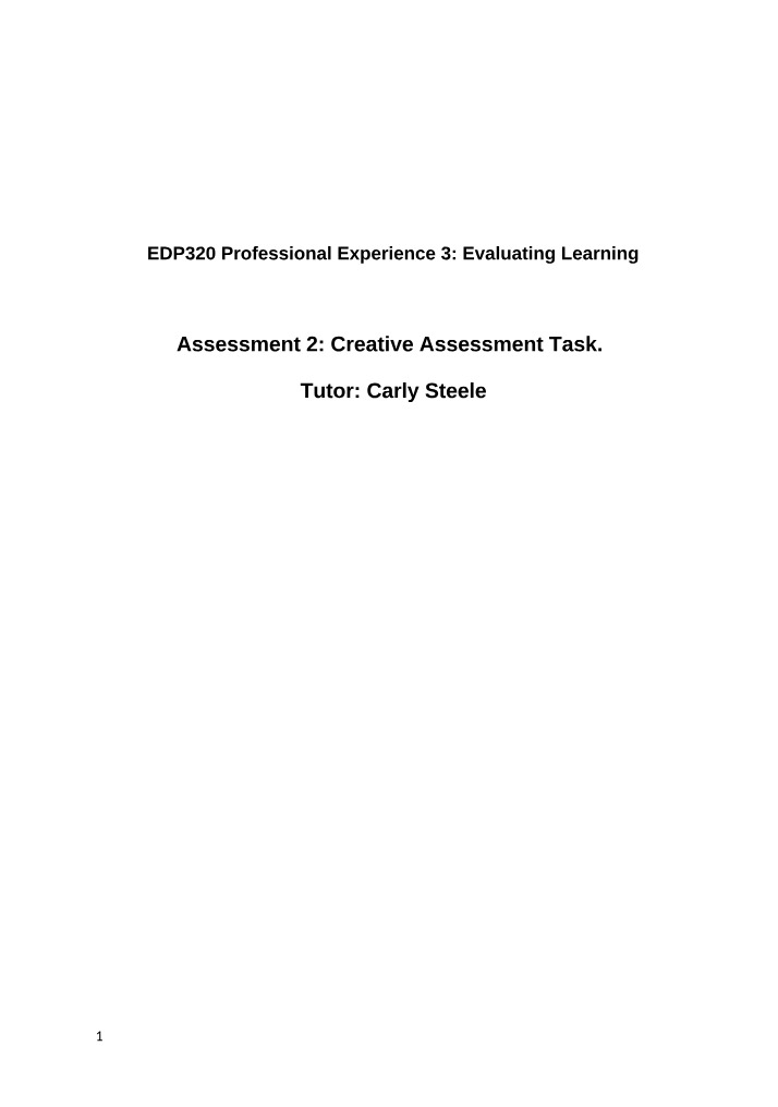 Assessment 2 Report for EDP320