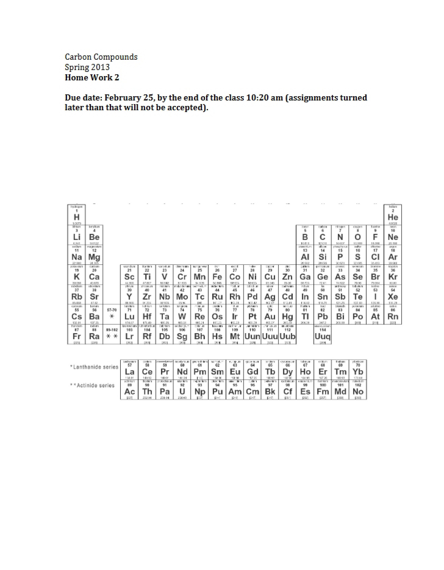 Answers to Carbon Compounds HW 2