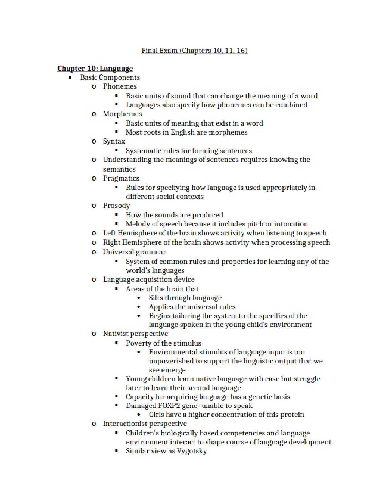 Tenth Chapter An Overview of the Study of Language