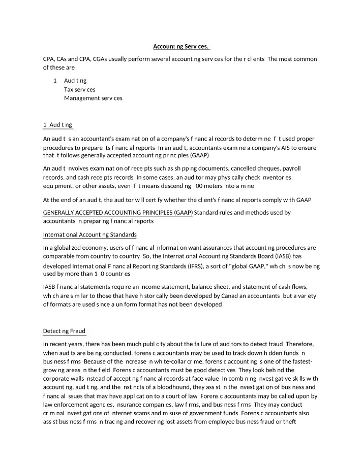 GAAP and Accounting Services