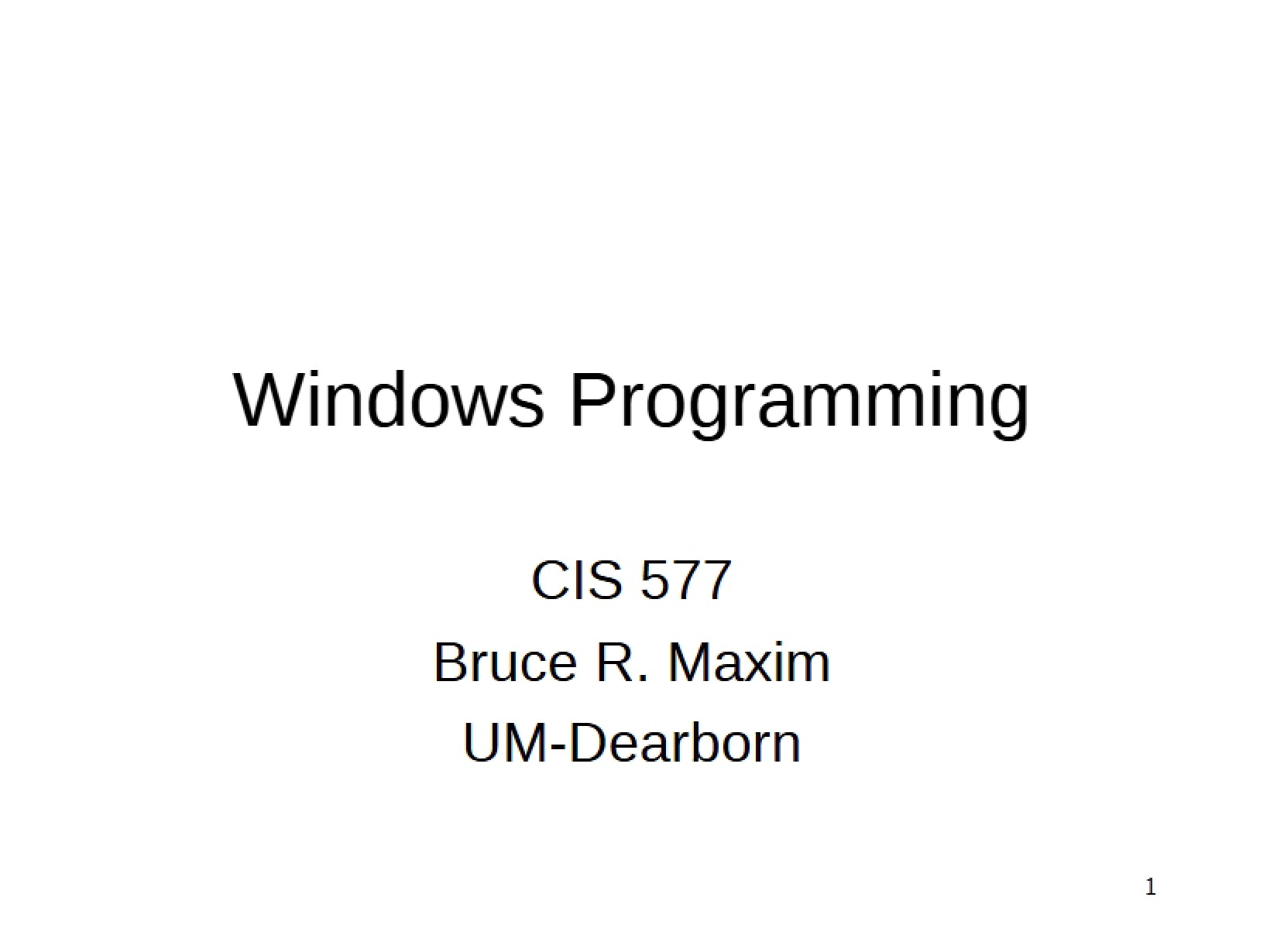 Programming for Windows