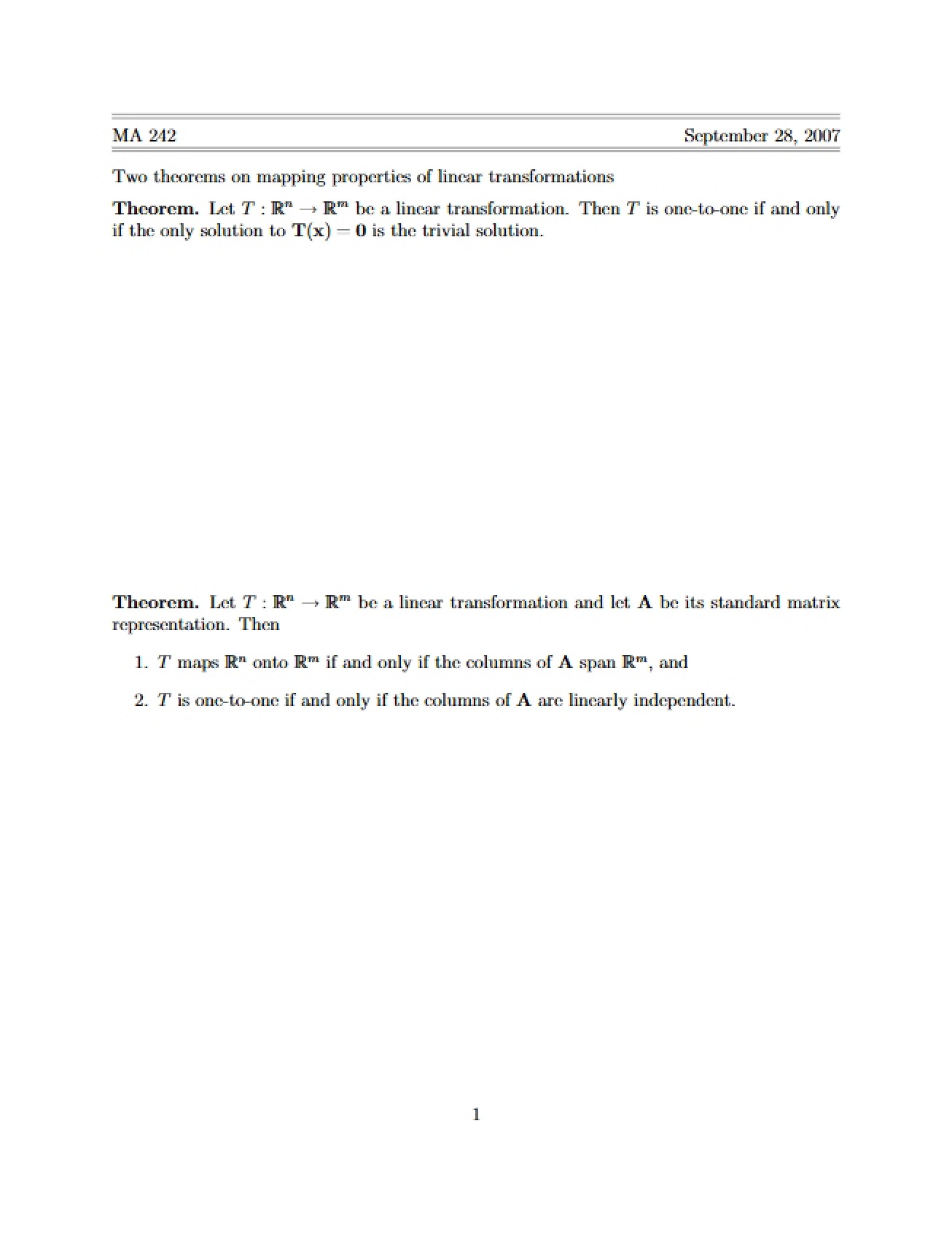 Notes on Linear Algebra Lectures