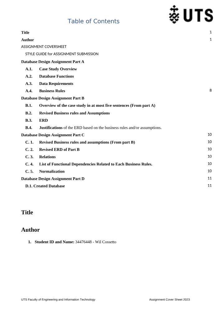 Database Design - Part A Assignment