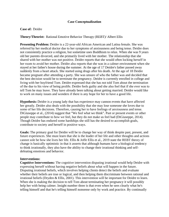 Case Conceptualization - Anxiety and Guilt