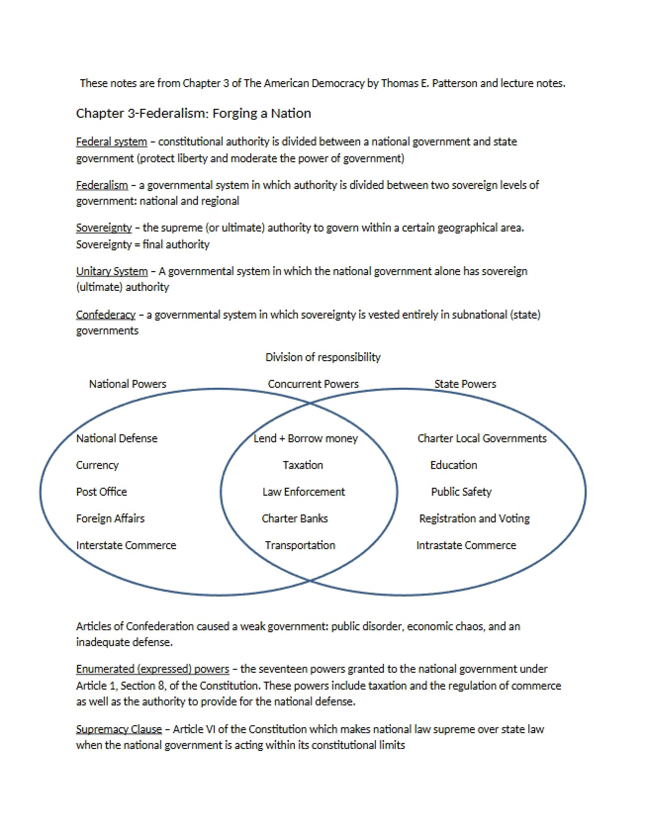 Chapter Three An Exploration of Federalism and the Forging of a Nation