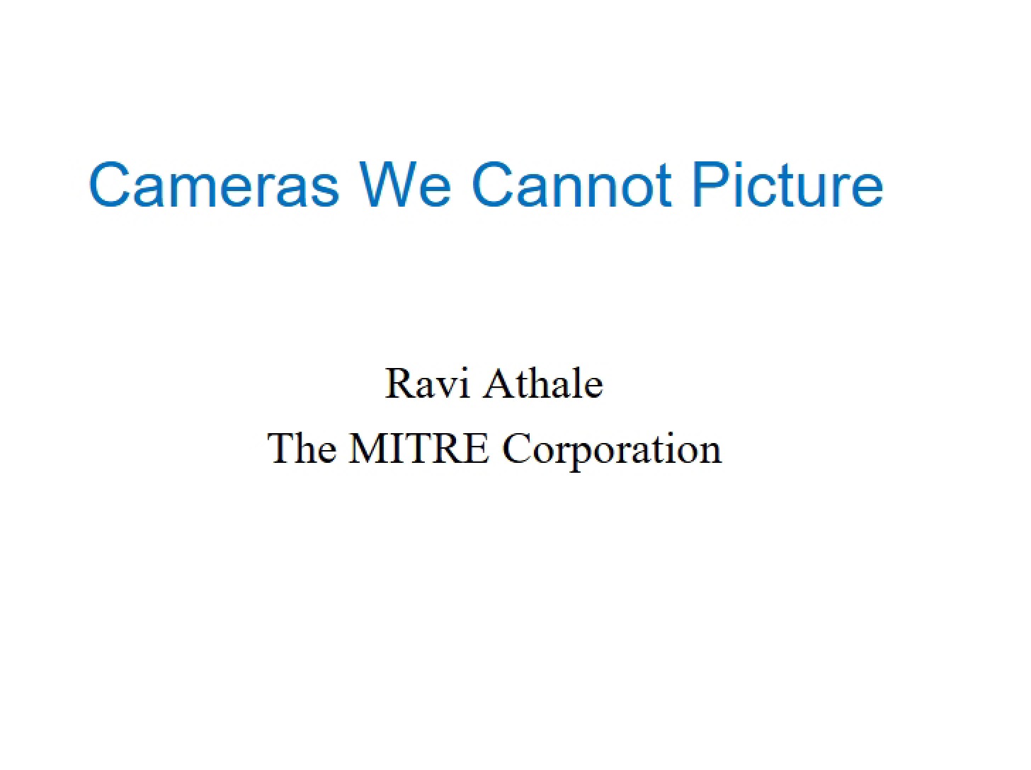 Computational Imaging Notes