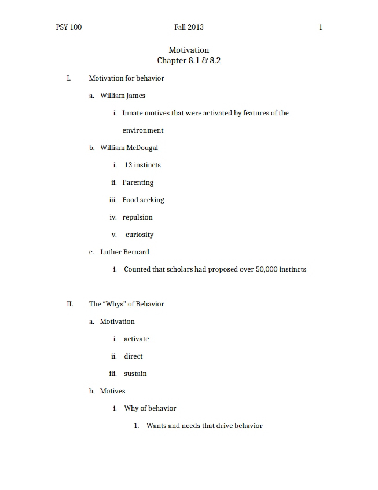 Eighth Chapter, Sections 1 and 2 An Examination of Motivation