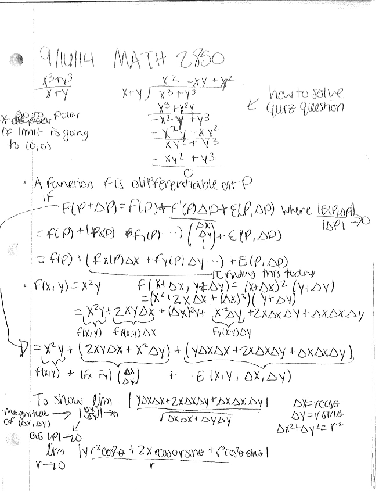 Multivariable Calculus Study Notes