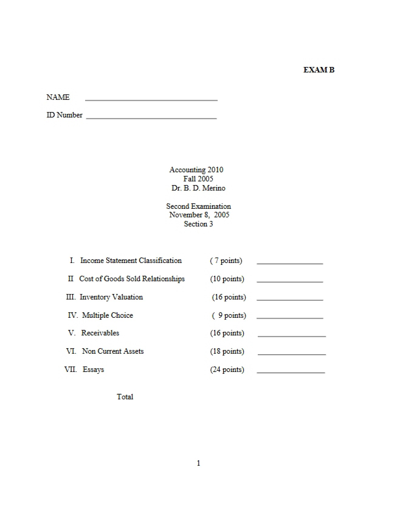 Fall 2005 Exam 2B