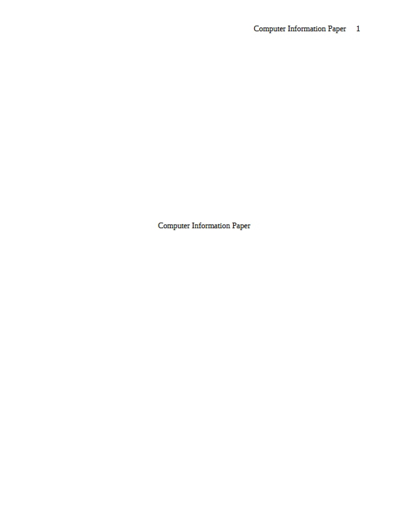 Paper on Computer Information