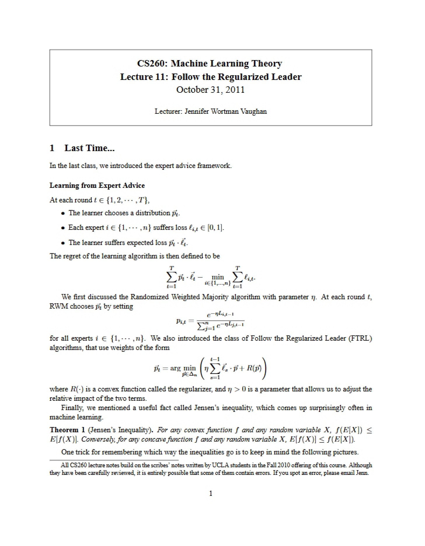 Lecture Eleven