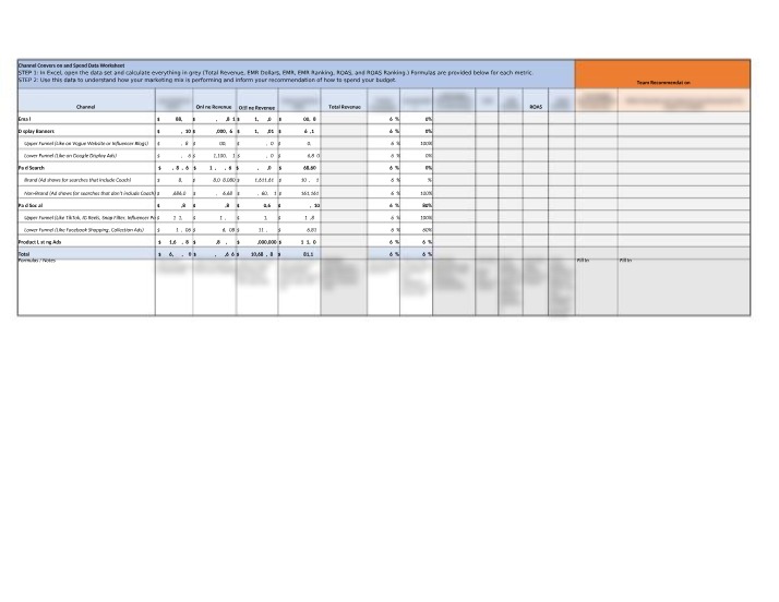 Worksheet - Channel Conversion and Spend Data Analysis
