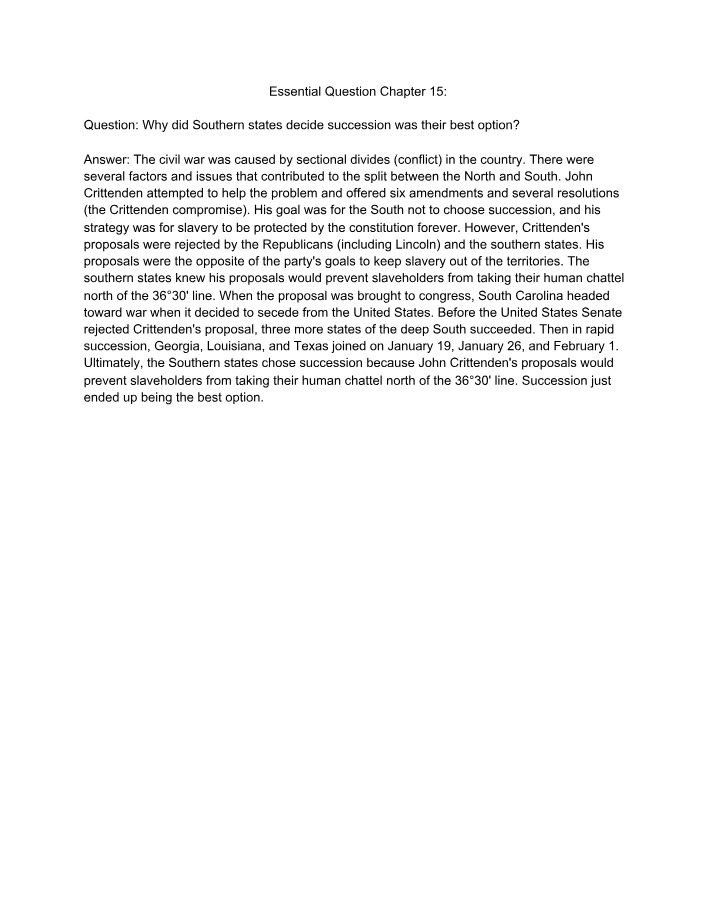 Why Southern States Chose Succession