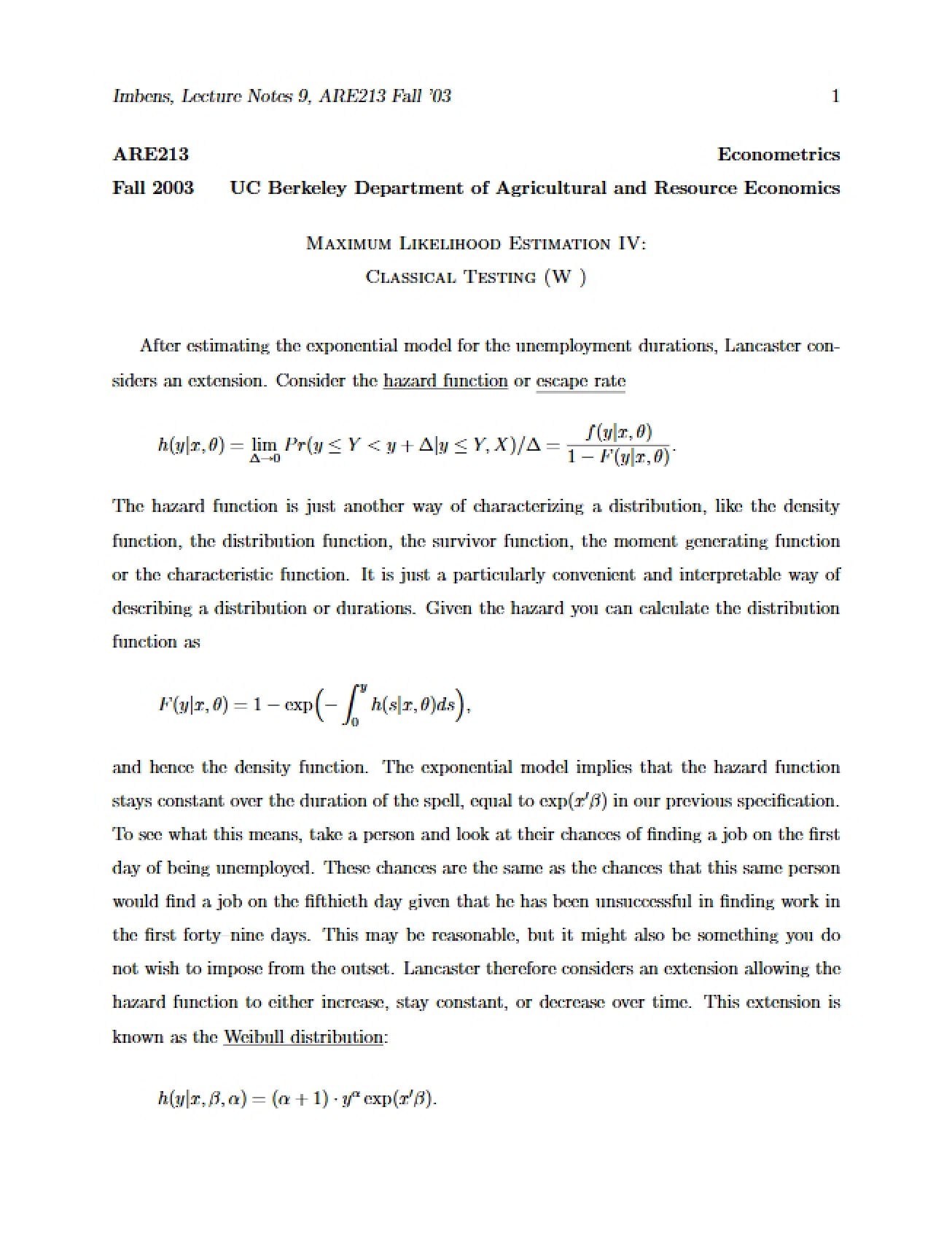 Applied Econometrics Notes Part 4