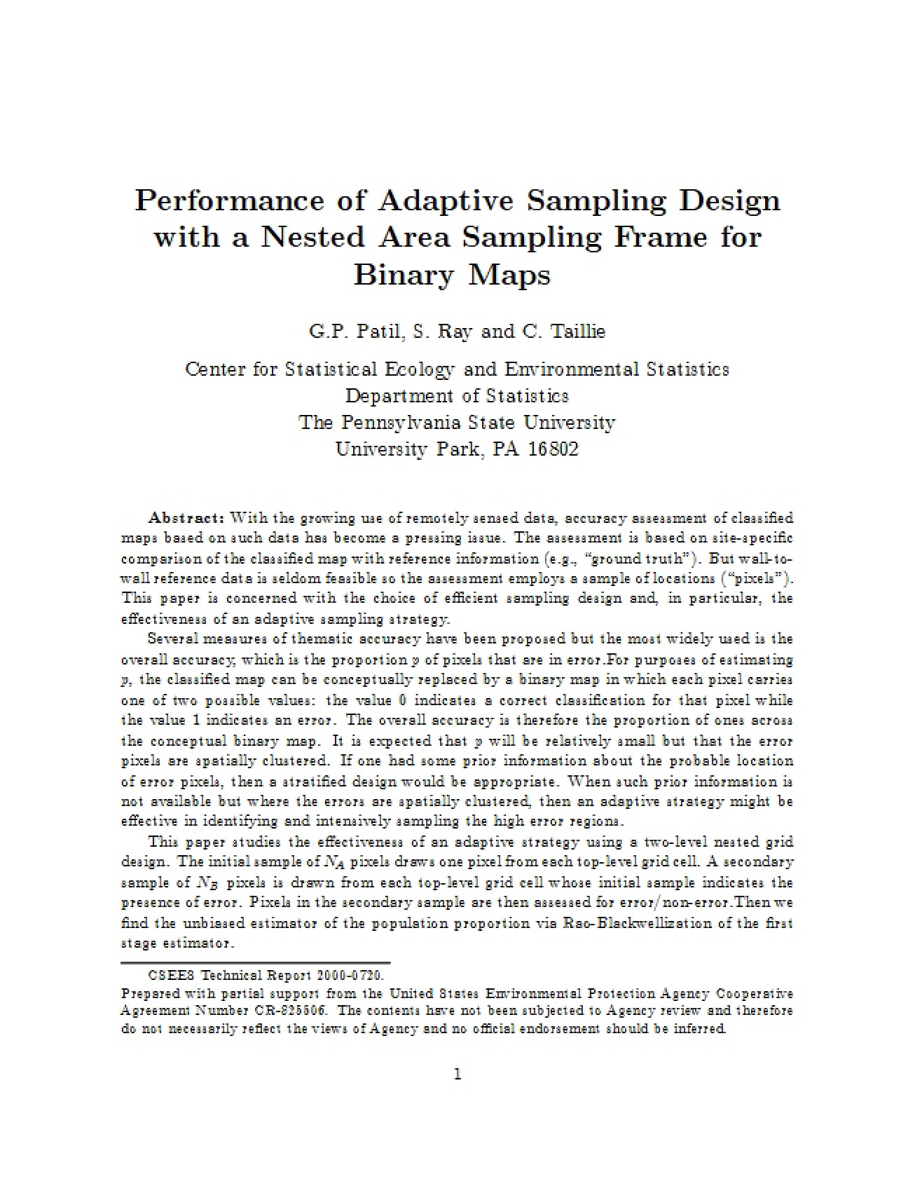 Adaptive Sampling Design Performance