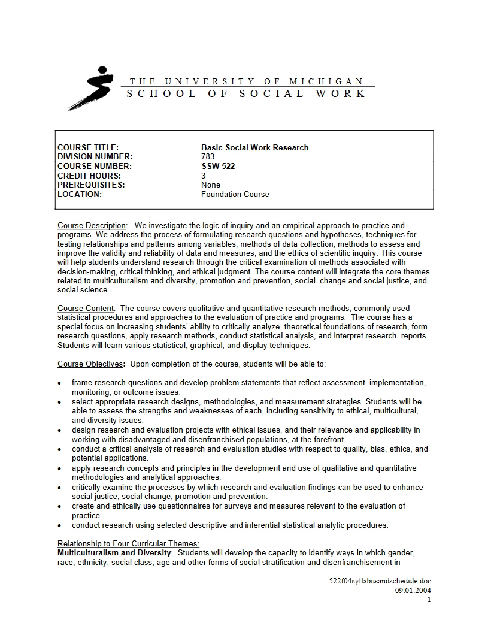 Basic Social Work Syllabus