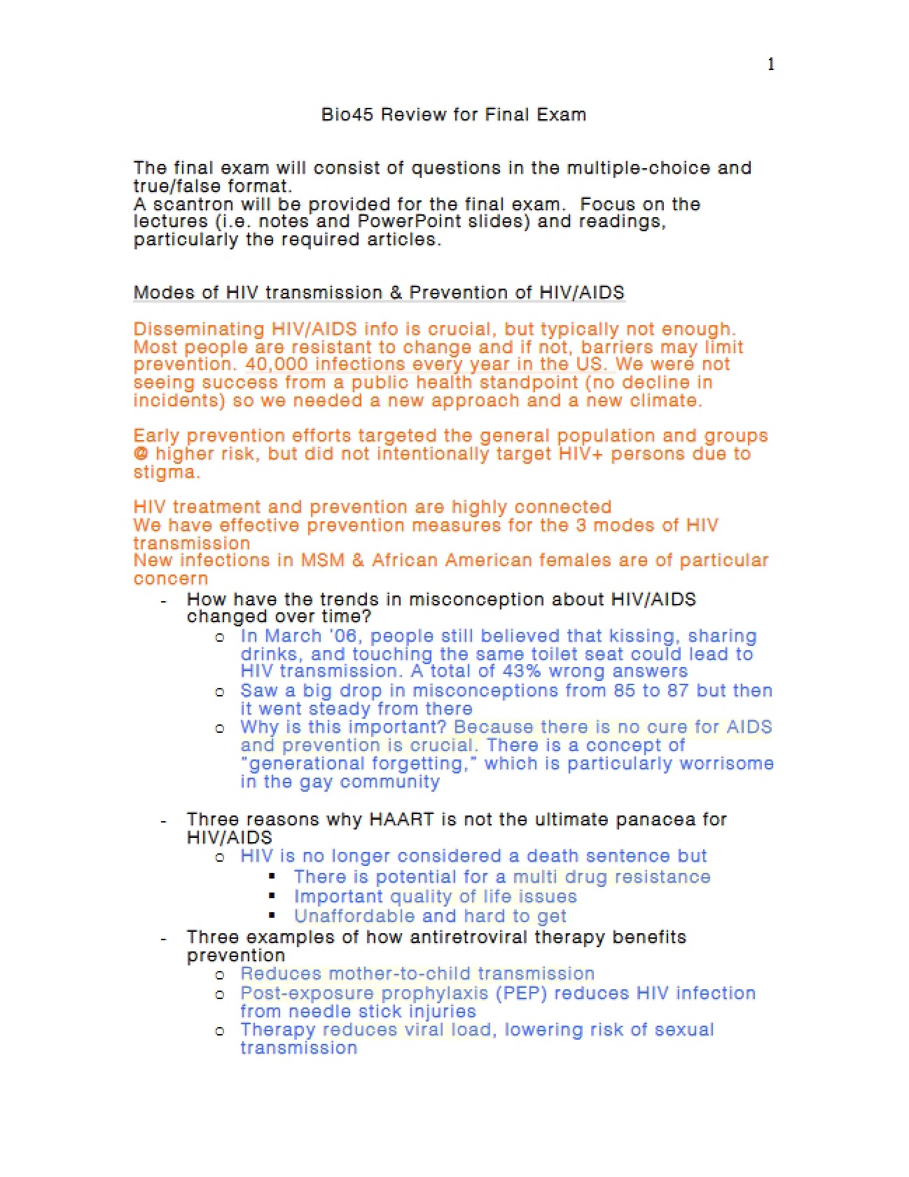Final Exam Review: AIDS Fundamentals