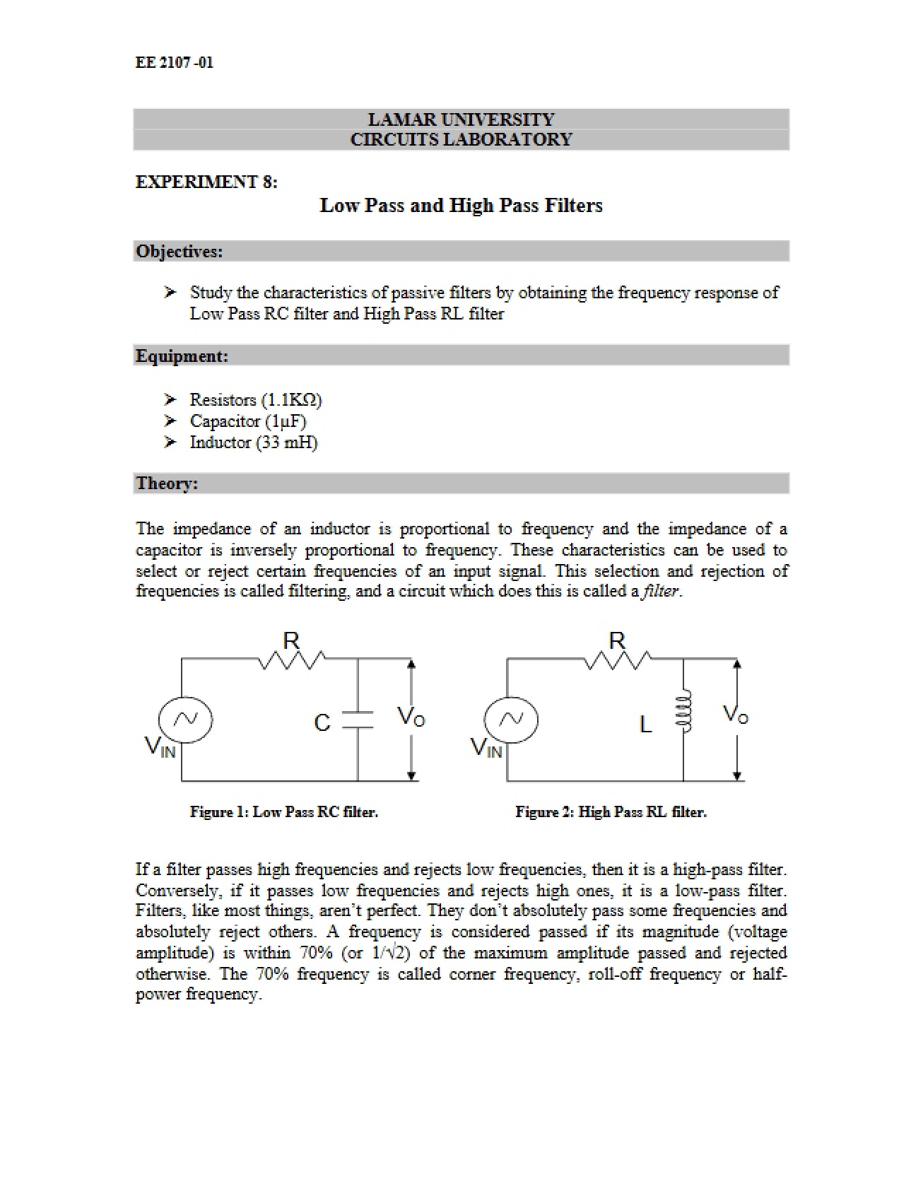 Guide to the Lamar University Circuits Laboratory