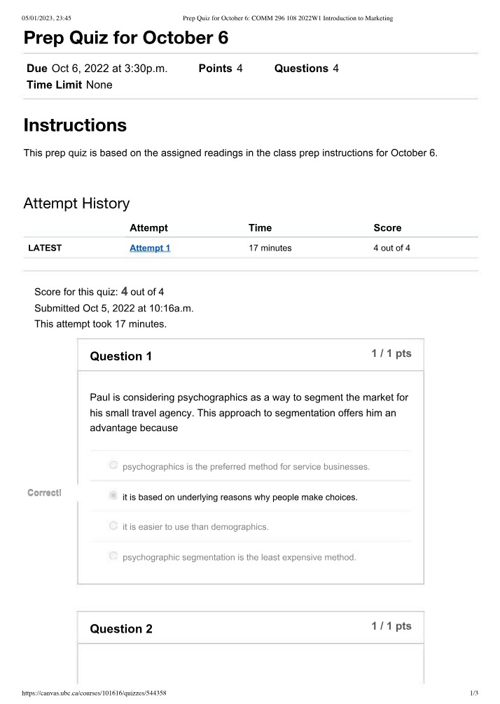 October 6 Prep Quiz