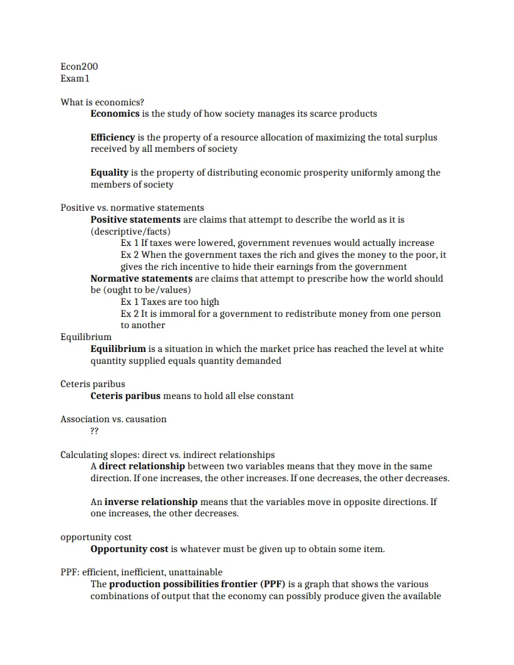 ECON 200 Exam One