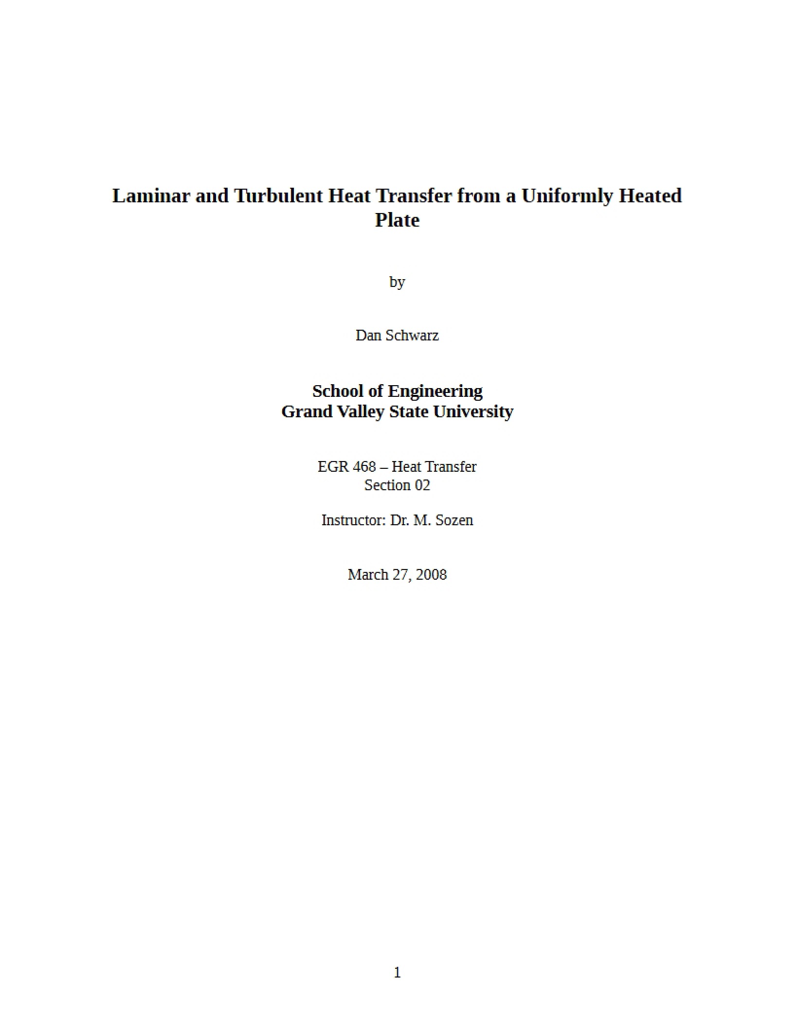 Heat Transfer from Uniformly Heated Plates in Laminar and Turbulent Flow