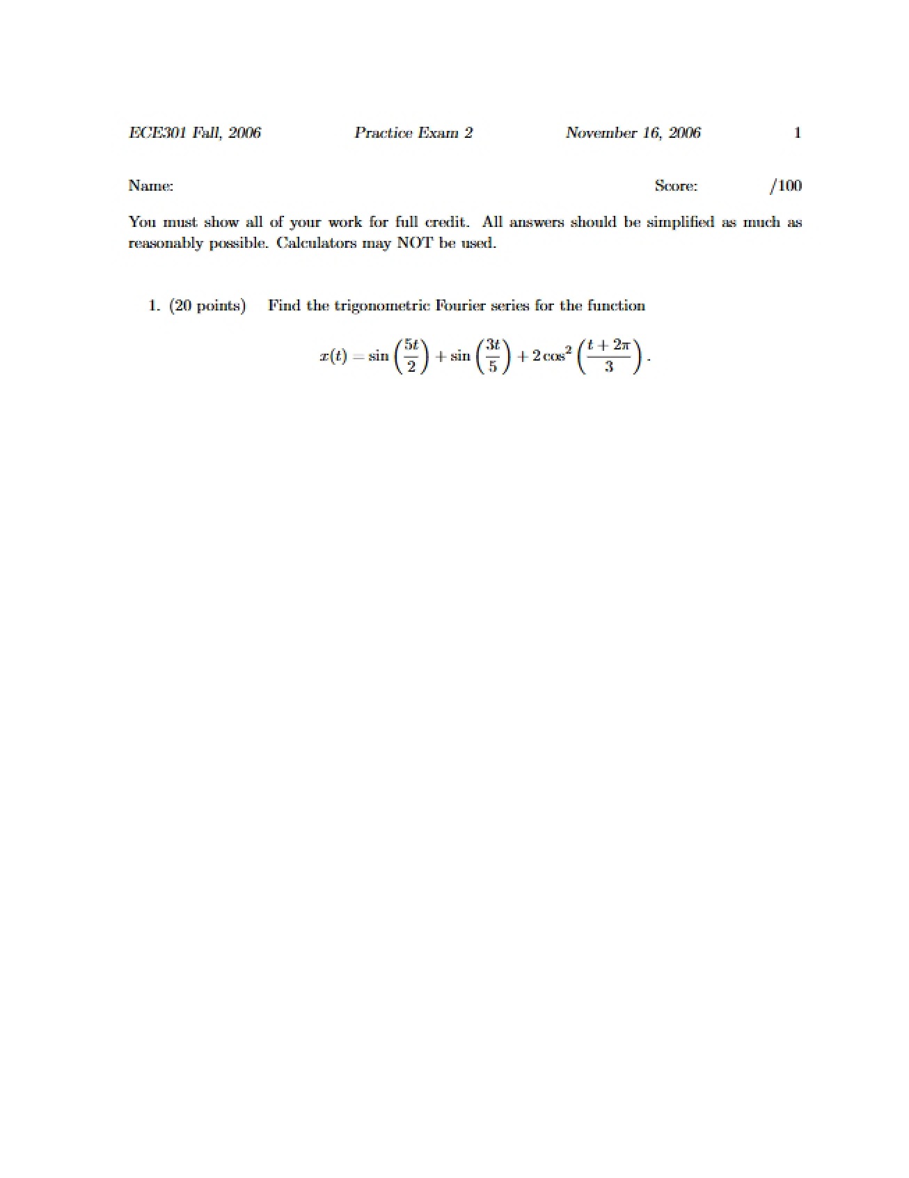 Second Practice Exam