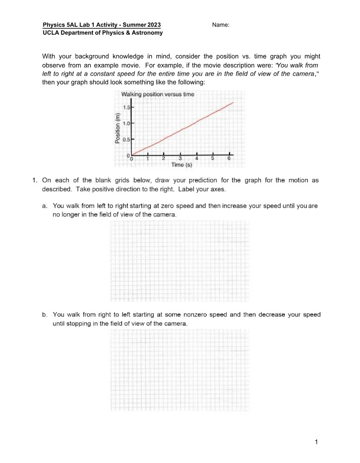 Activity Worksheet for Lab 1