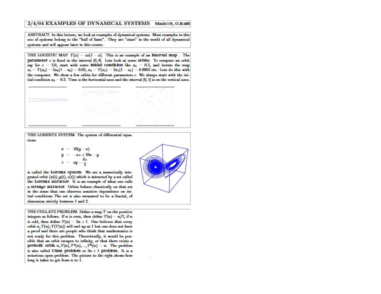 Dynamical System Examples and Models