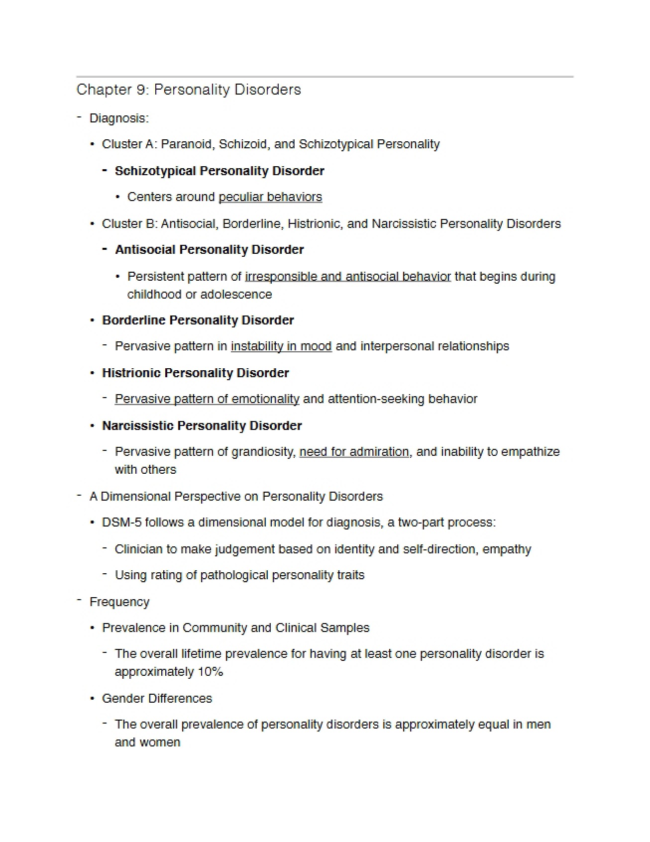 Overview of Personality Disorders