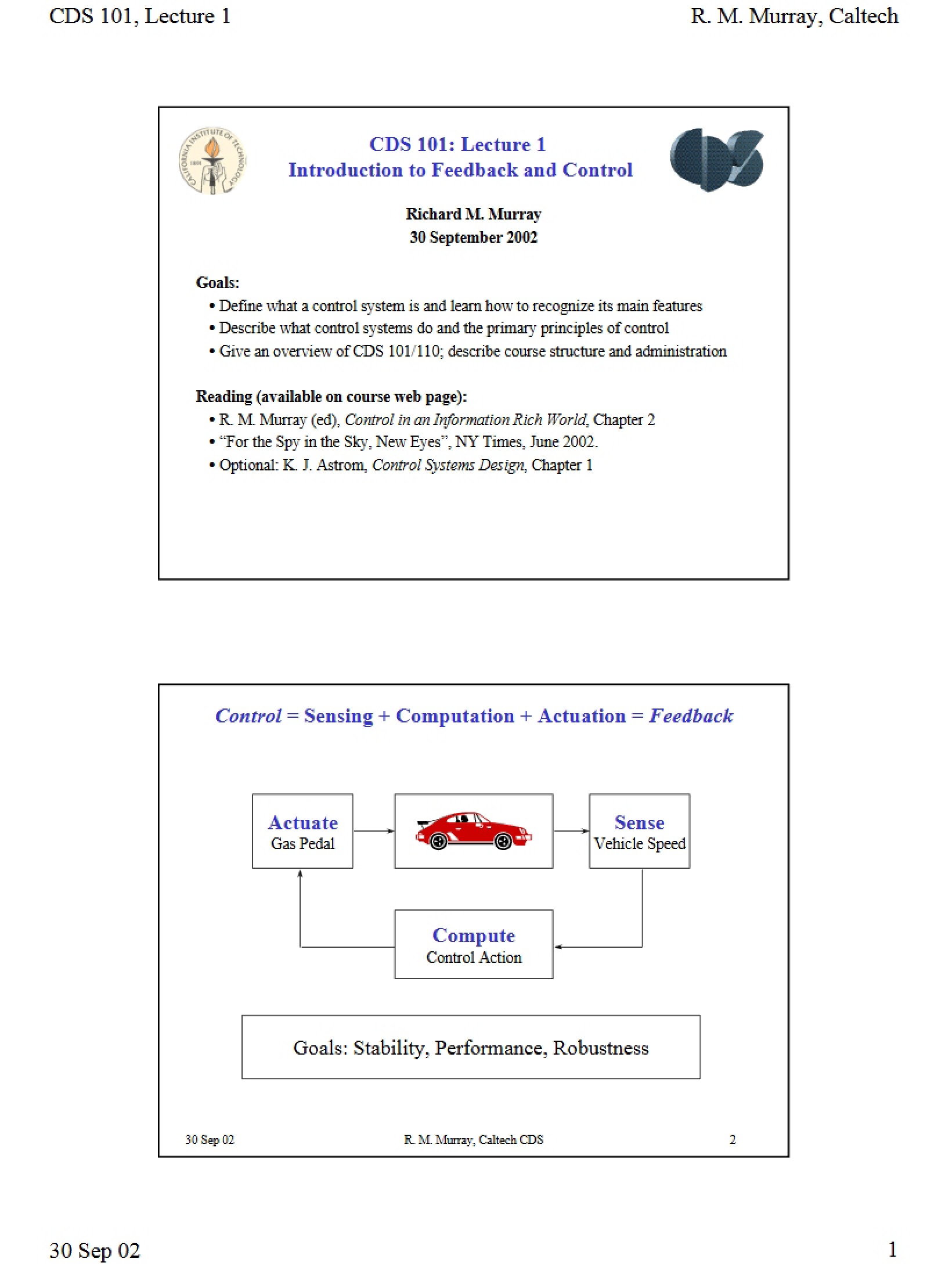 First Lecture - Feedback Systems