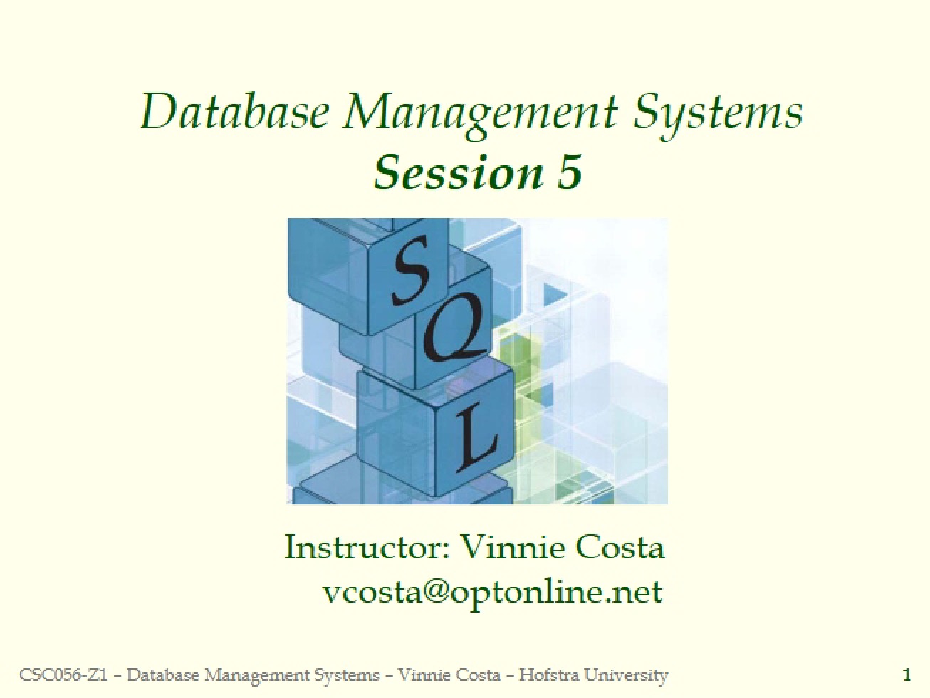 Database Systems Session Five