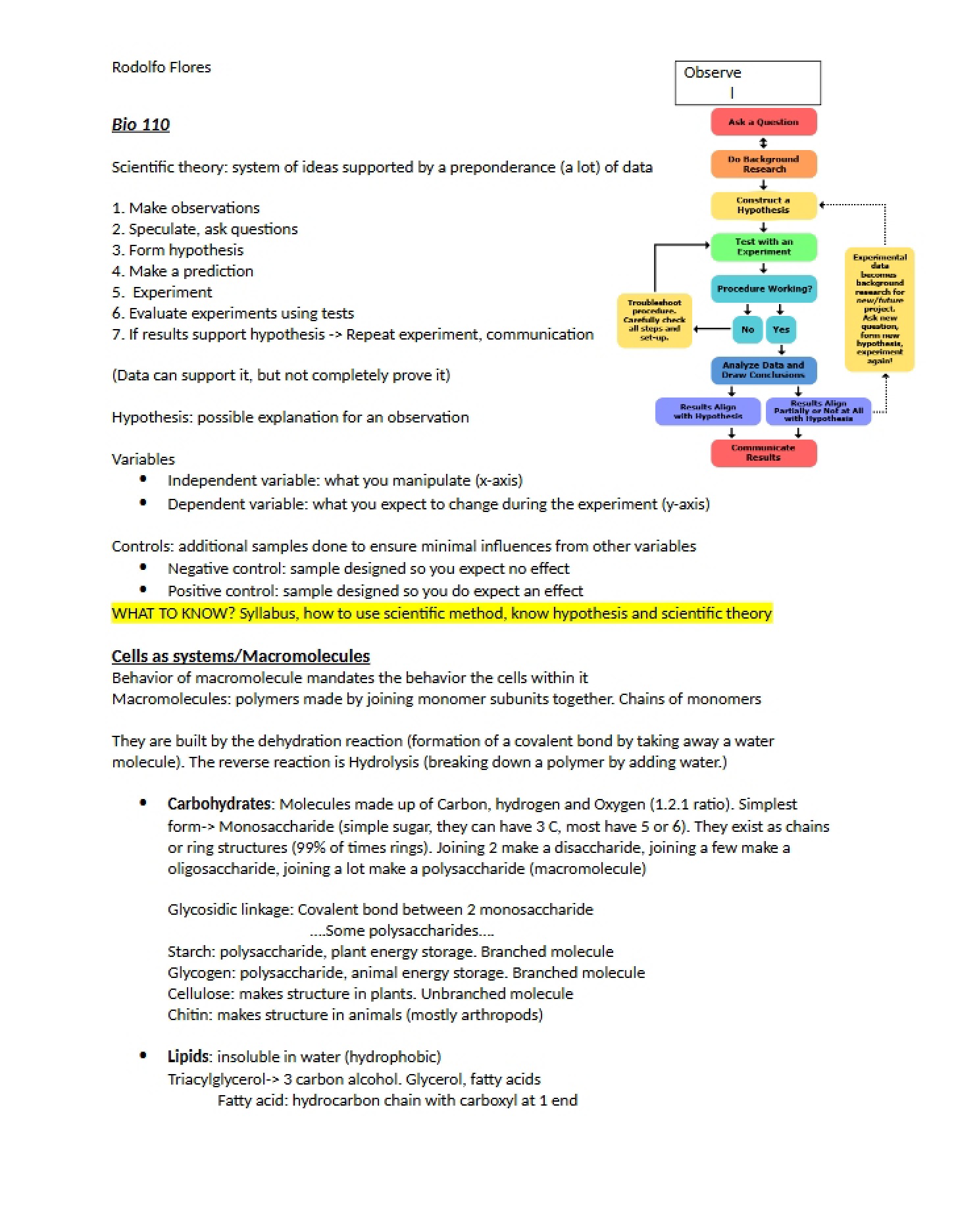 Bio 110 Course Materials