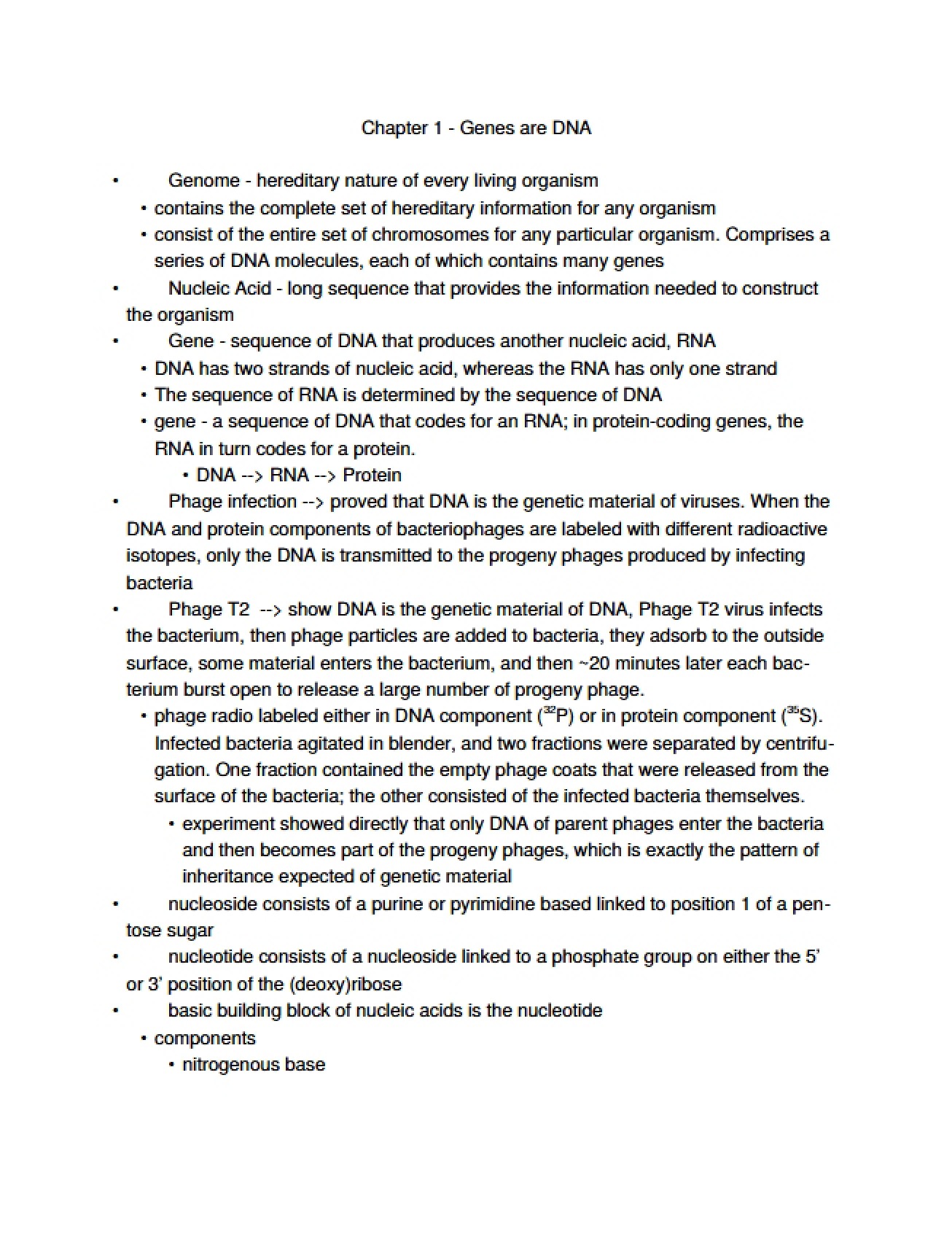 First Chapter An Explanation that Genes are Made of DNA