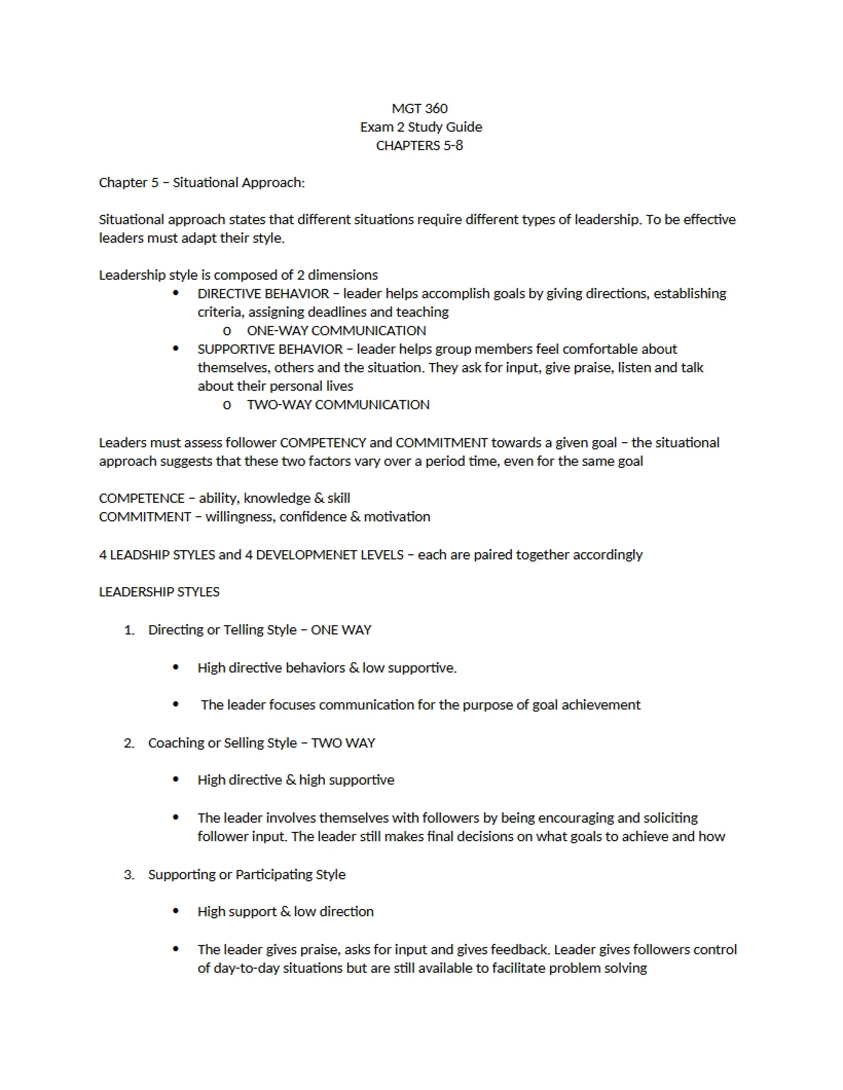 Study Guide for Second Exam